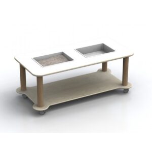 Carrello acqua Mosè sabbia a 2 vasche removibili in laminato antigraffio By Habitat per Bambini di 2H arredi per asilo
