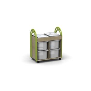 Carrello degli ecomateriali Eureka vasca in legno con contenitori in plastica By Habitat per Bambini di 2H arredi per asilo