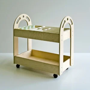Carrello porta colori Lalla in legno a 2 vasche in plastica e portabicchieri By Habitat per Bambini di 2H arredi per asilo