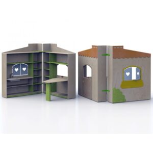 Gioco cucina Nascondino con piano cottura 4 fuochi lavandino miscelatore e tavolino By Habitat per Bambini di 2H arredi per asilo