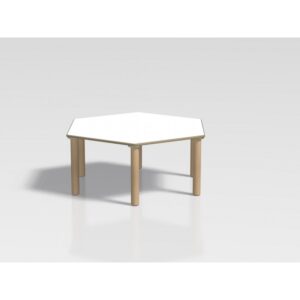 Tavolo esagonale Ovvio modello esagono in laminato e faggio 130 x 130 x 42/52 cm By Habitat per Bambini di 2H arredi per asilo