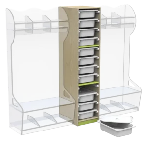 ac0011 - b Spogliatoio Irene colonna porta contenitori a 6 vani in legno multistrato By Habitat per Bambini di 2H arredi per asilo