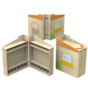 ae0111-b Spogliatoio Nascondino dodici posti con panca porta scarpe e mensola appendiabiti by Habitat per Bambini di 2H arredi per asilo