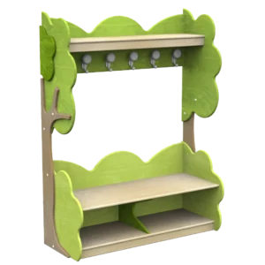 af0111 Spogliatoio tematico Querce a 6 posti con panca porta scarpe e mensola appendiabiti by Habitat per Bambini di 2H arredi per asilo