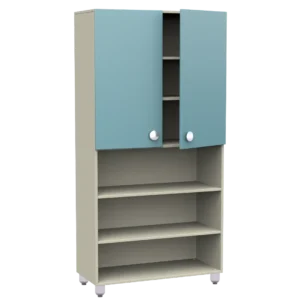 bb0315 Modulo alto Rialto con ante superiori e ripiani a giorno inferiori in legno nobilitato_habitat_per_bambini_by_2h_srl_arredi_per_asilo
